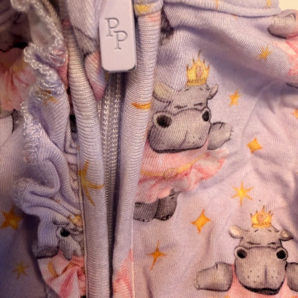 Posh Peanut Pink Hippo Print Kids Footie - Picture 4 of 7